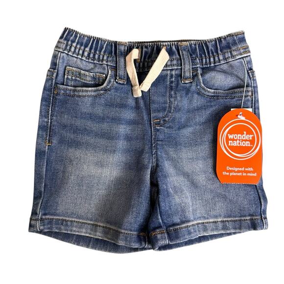 Wonder Nation 18 Months Denim Elastic Waist Jean Shorts Pockets Lot of 2 - Picture 4 of 5
